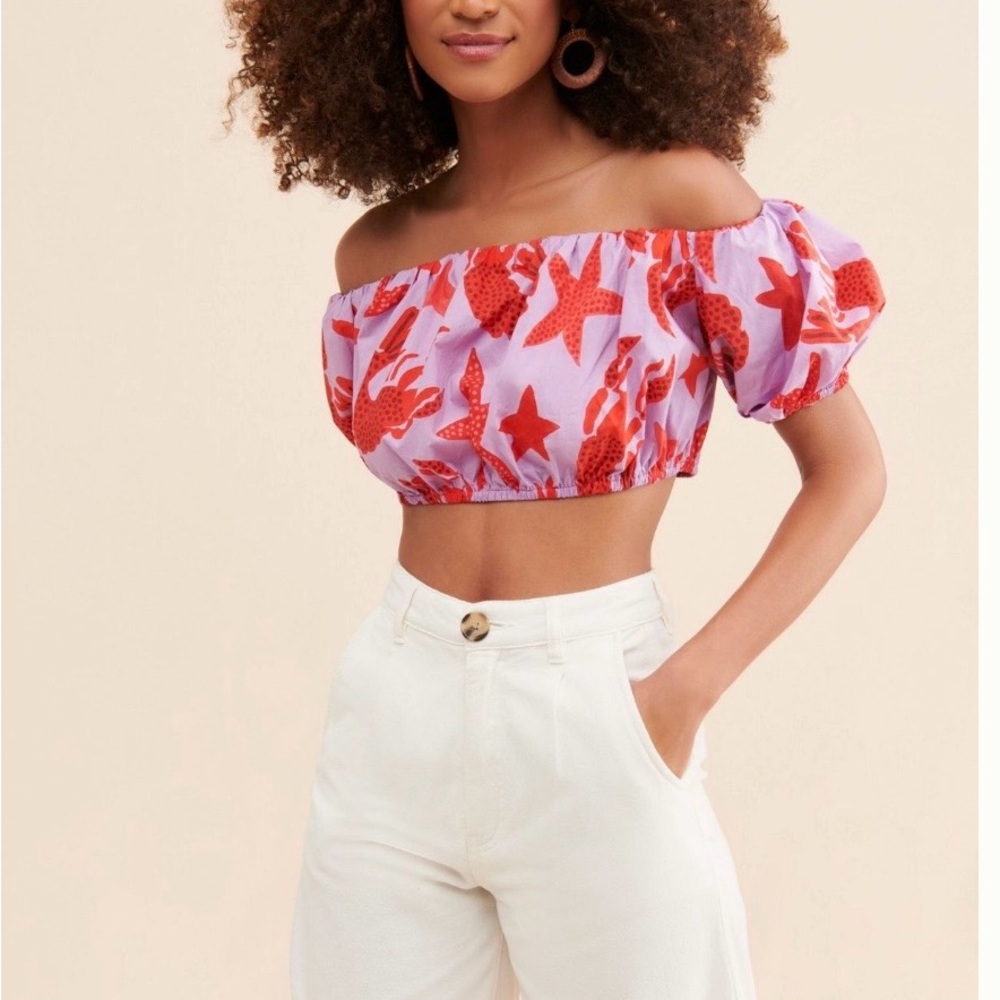 FARM Rio Red and Purple Starfish Crop Top